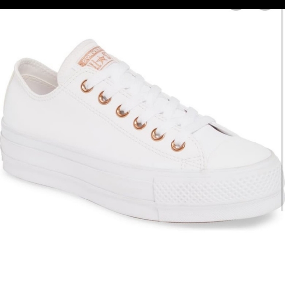 womens white leather platform converse